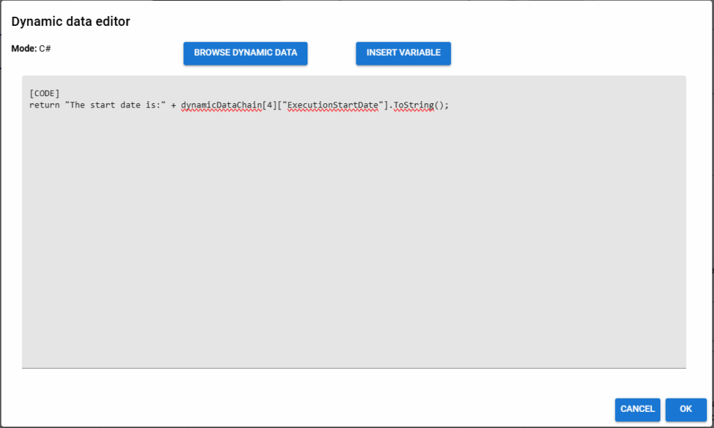 The dynamic data browser with a dynamic data C# script